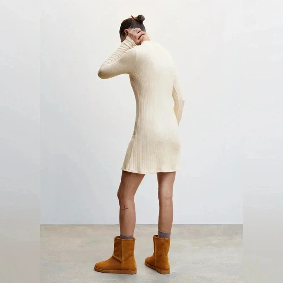 Mango Knitted Fall Mini Dress in Cream Colour NWT - Picture 3 of 6